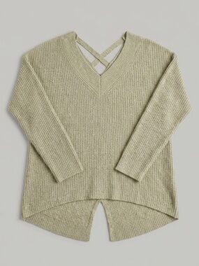 Seven Sisters Vneck Style Sweater with Criss Cross Backing - Large